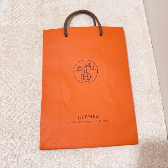 HERMÈS Accessories - Hermès Orange Boutique Shopping Gift Bag Brown Rope Handles 11" x 8" x 3"